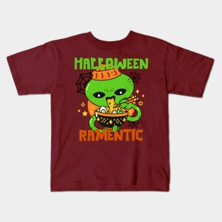 Funny Halloween Monster Eating Ramen Kids T-Shirt